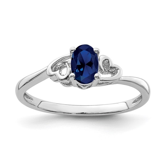 925 Sterling Silver Rhodium-plated Created Sapphire September Birthstone Ring, 6
